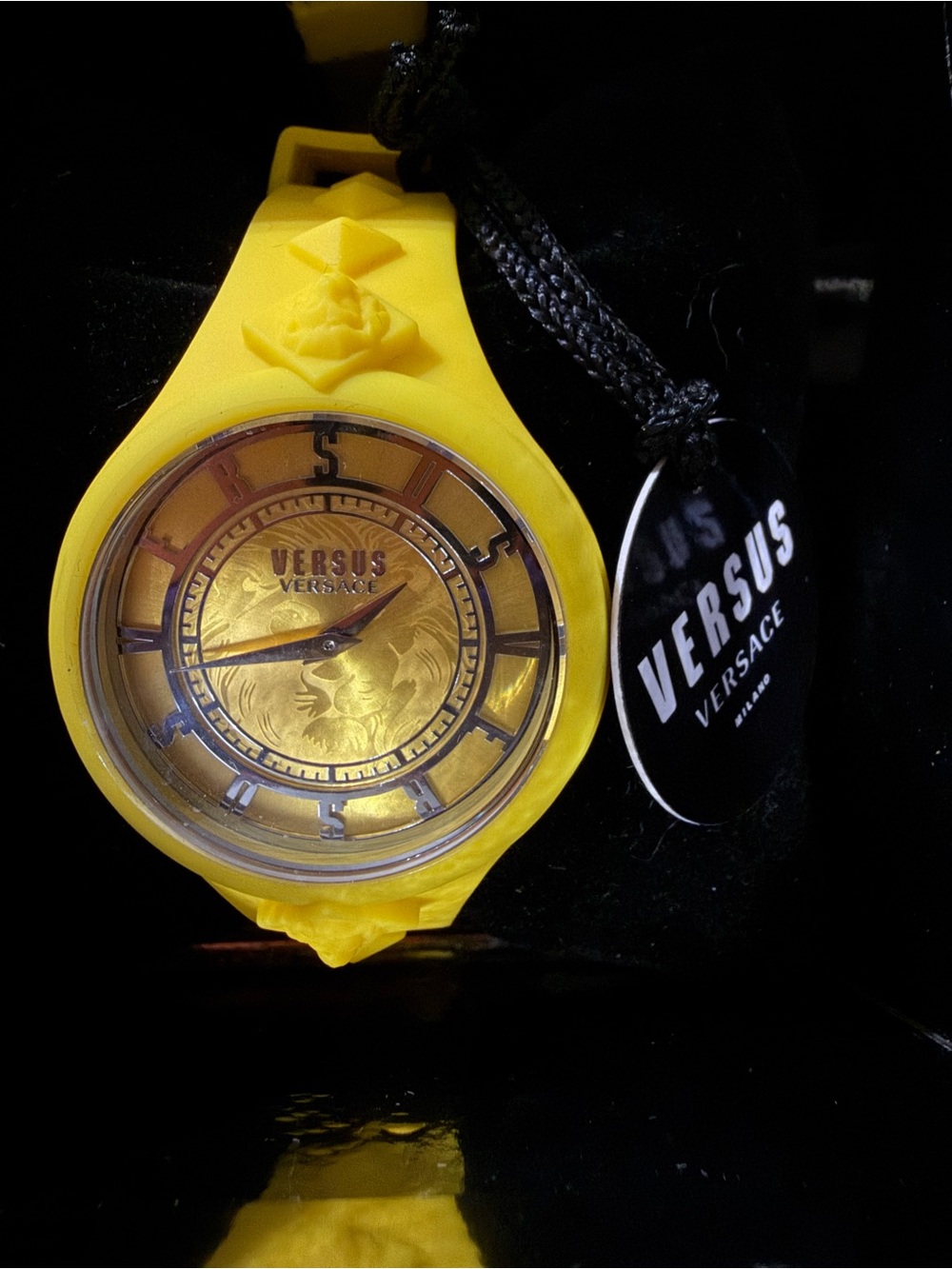 Versus Versace Bright Yellow Silicone Watch with Gold Dial